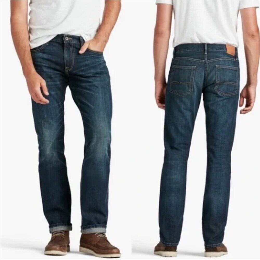 Lucky Brand 221 Original Straight Jeans Mens 32x34 Blue Faded Stretch Denim